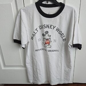 Disney White and Black Mickey Mouse Short Sleeve Tee